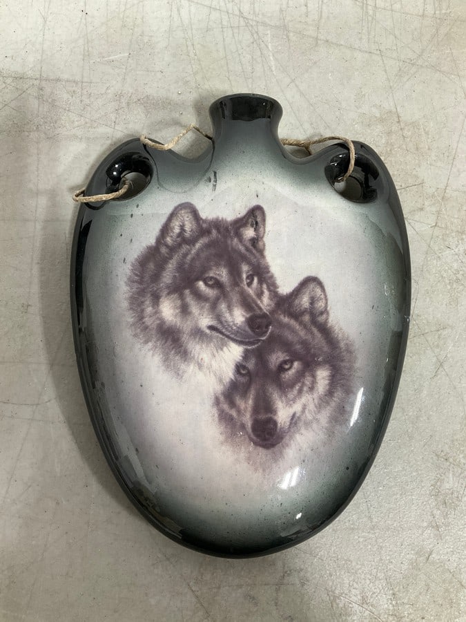 Spirit of the Wolf porcelain vase urn(signature on back): Spirit of the Wolf porcelain vase urn(signature on back)