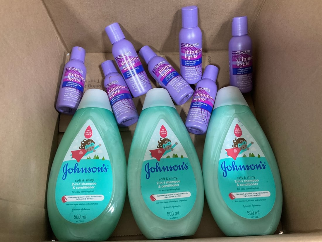 Clairol shimmer lights color enhancing conditioner(2fl.oz.each) and Johnson's 2 in 1: Clairol shimmer lights color enhancing conditioner(2fl.oz.each) and Johnson's 2 in 1 shampoo/conditioner