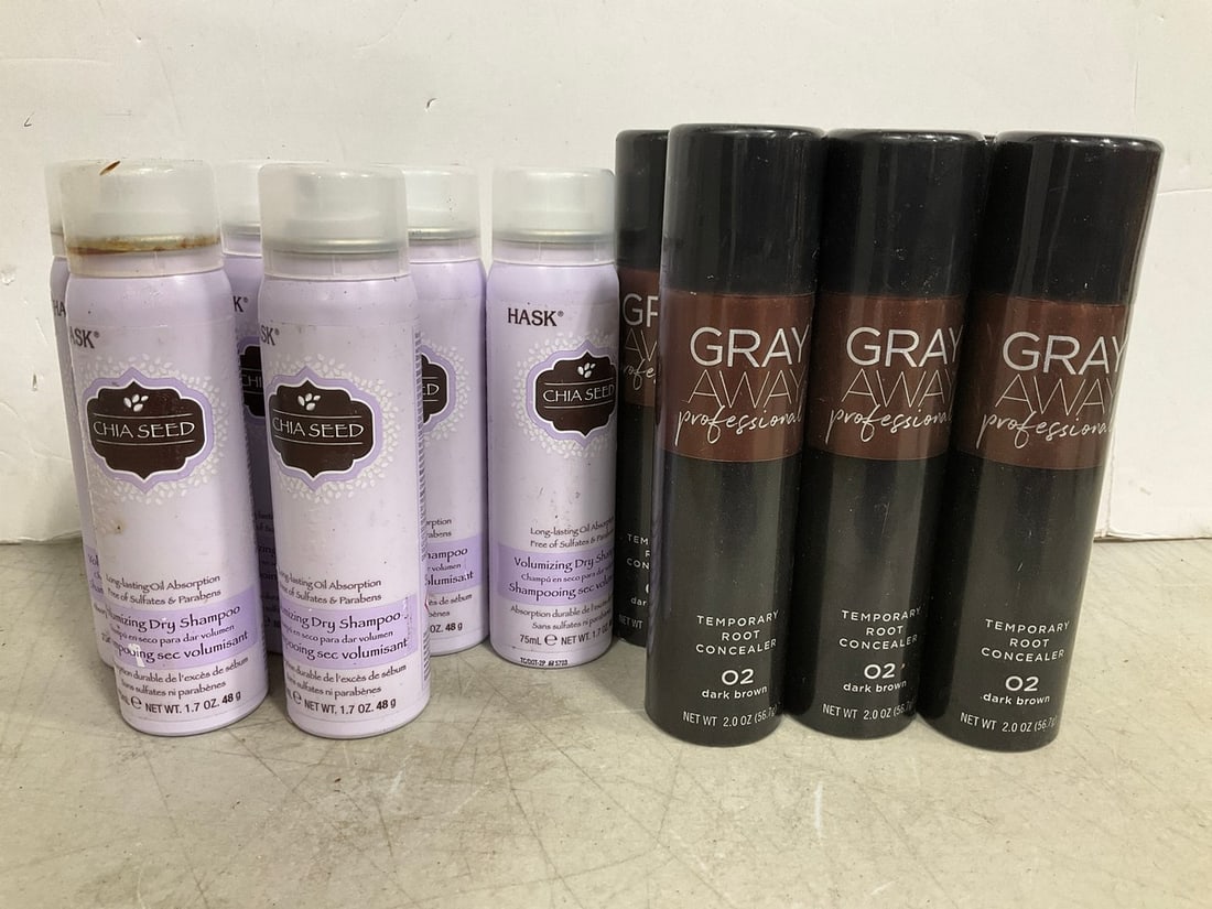 Chia Seed Dry Shampoos, and Gray Away Root Concealer Sprays: Chia Seed Dry Shampoos, and Gray Away Root Concealer Sprays