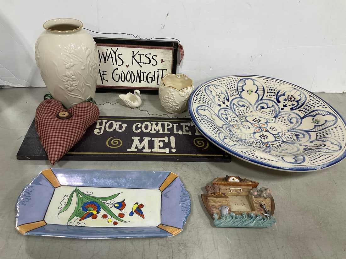 Vintage Wall Hanging Decor, Ceramic Plates, Lenox Vase/Candle Holder, and more (Tallest - 8.5in): Vintage Wall Hanging Decor, Ceramic Plates, Lenox Vase/Candle Holder, and more (Tallest - 8.5in)