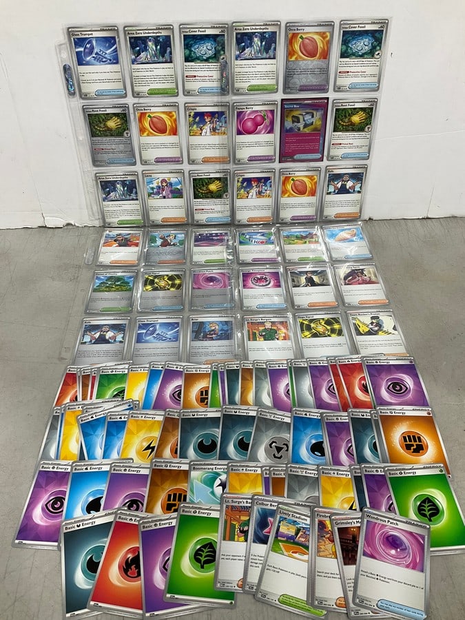 Various trainer/energy Pokemon cards(some in collector sheets): Various trainer/energy Pokemon cards(some in collector sheets)