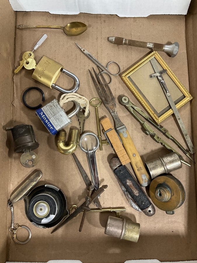 Vintage locks, keys, utensils, pocket knives, and more (1 of 1)