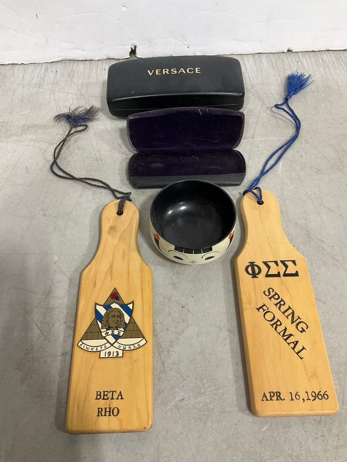 Fraternity pledge paddles, Versace glasses case, and more: Fraternity pledge paddles, Versace glasses case, and more