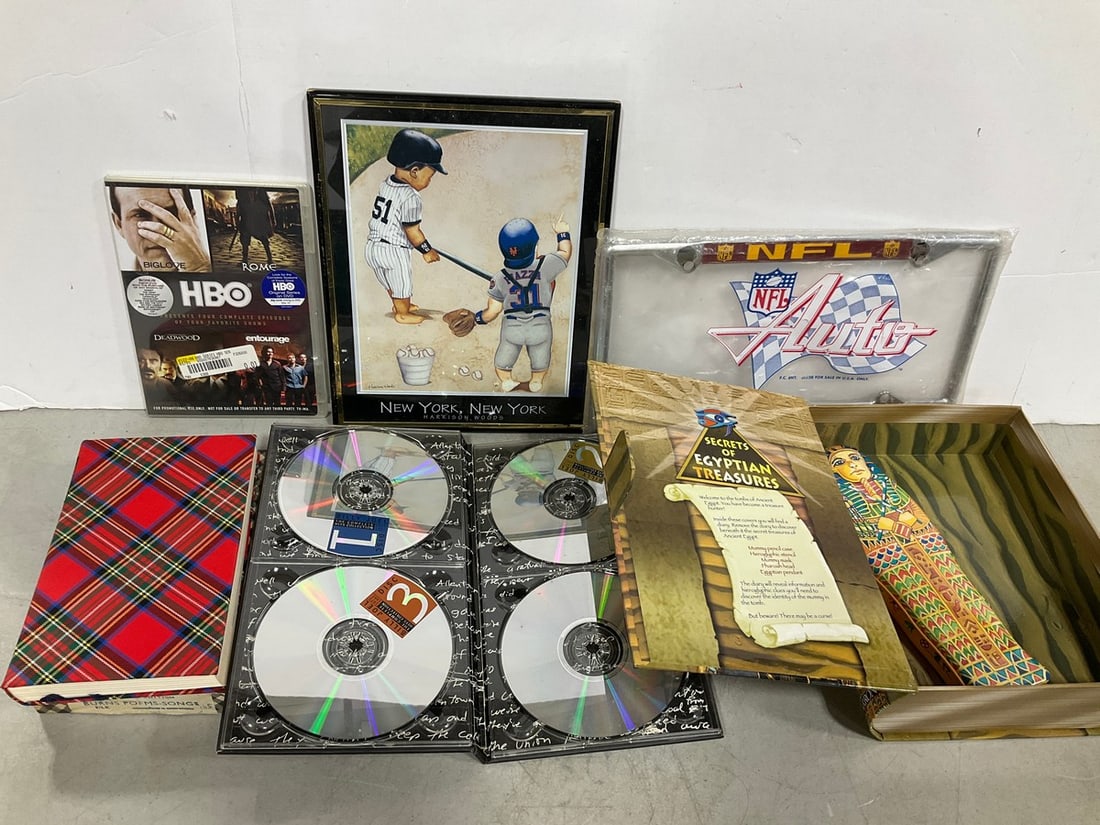 Framed NY NY Baseball Art Print, Washington Redskins License Plate Cover, Robert Burns Songbook, and: Framed NY NY Baseball Art Print, Washington Redskins License Plate Cover, Robert Burns Songbook, and more