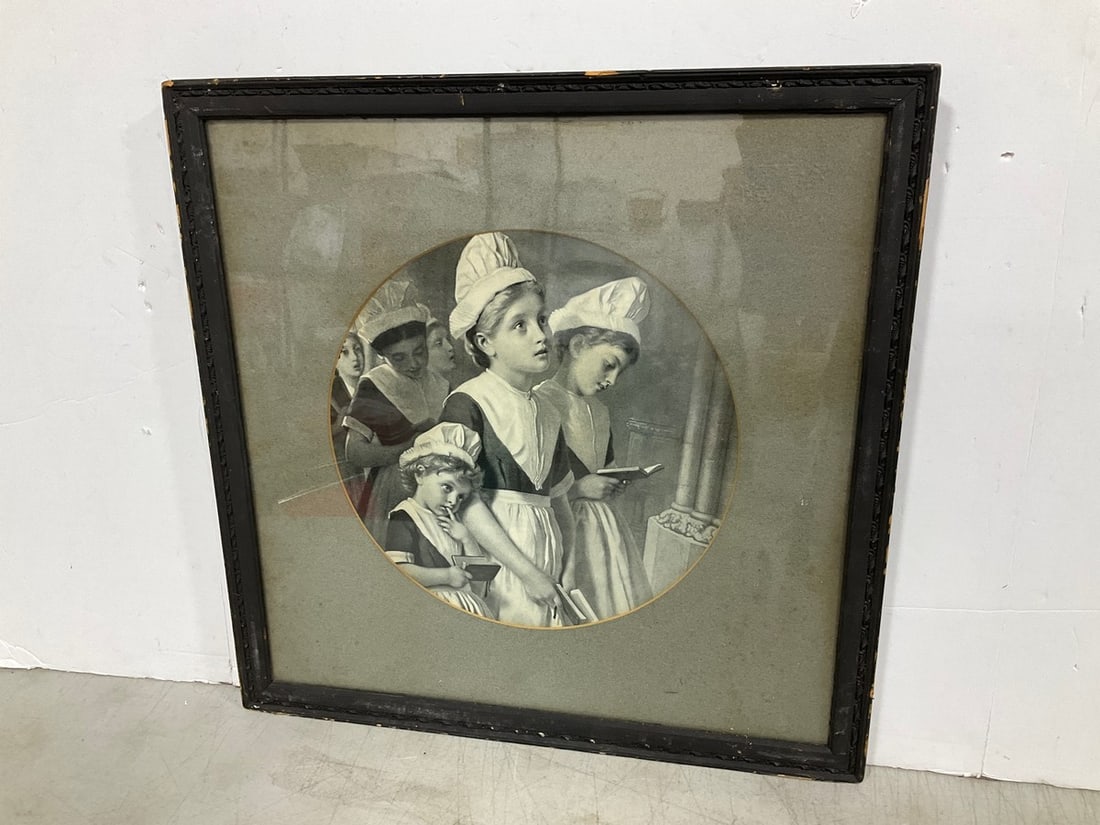 Framed 19th Century 'Les Savoyardes' Art Print (20inx20in): Framed 19th Century 'Les Savoyardes' Art Print (20inx20in)