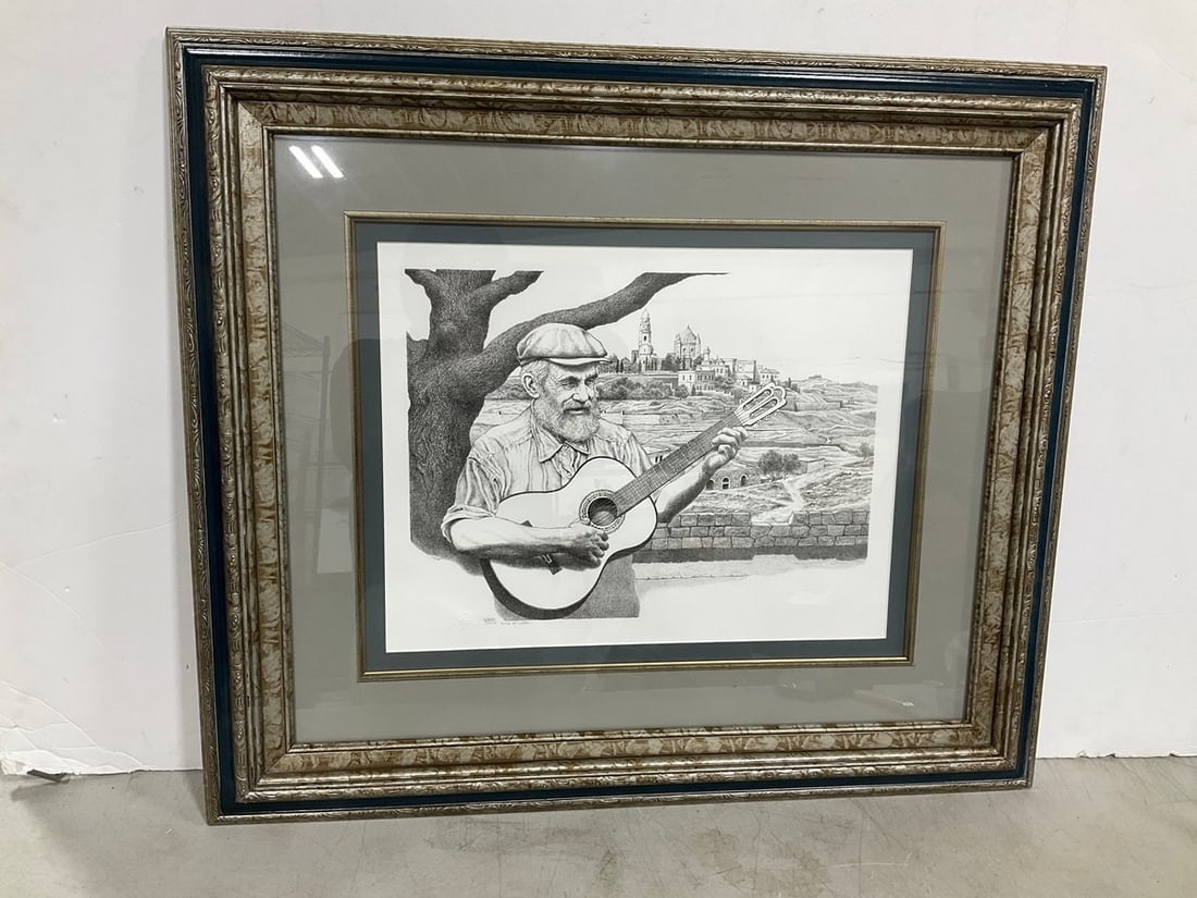 Framed 'Hills of Judae' Lithograph by Emanuel Schary (26inx29.5in): Framed 'Hills of Judae' Lithograph by Emanuel Schary (26inx29.5in)
