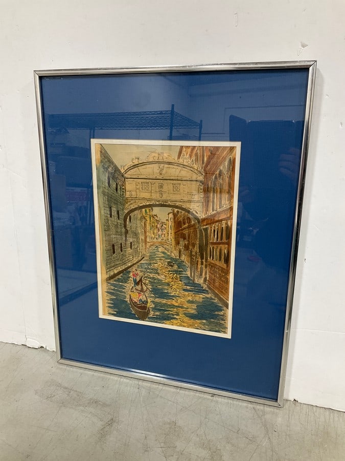 Framed Bridge of Sighs Watercolor Artwork (16inx20in): Framed Bridge of Sighs Watercolor Artwork (16inx20in)