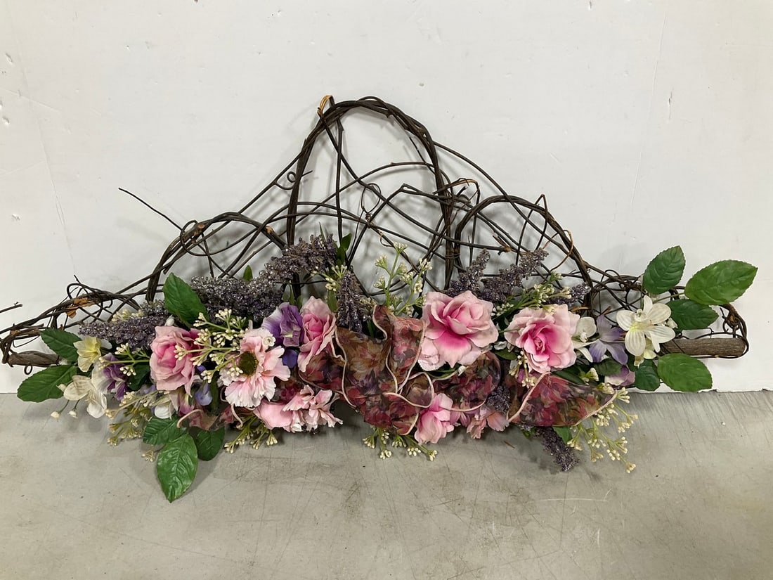 Silk Floral Wall Hanging Arrangement (33in Long): Silk Floral Wall Hanging Arrangement (33in Long)