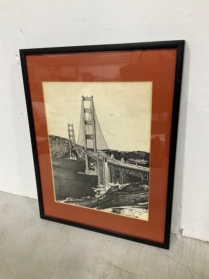 Framed San Francisco Street Print Signed Martin Tang (11inx14in): Framed San Francisco Street Print Signed Martin Tang (11inx14in)