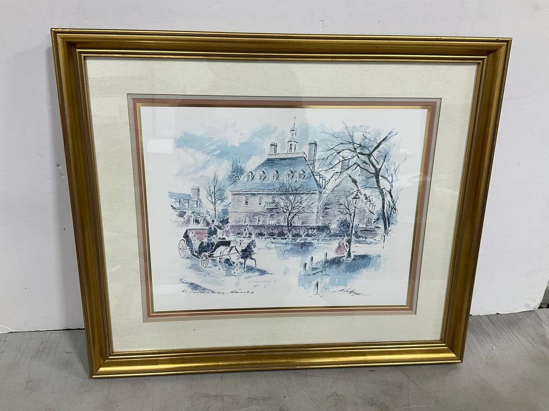 Framed Watercolor Art Print Signed John Haymson (22.5inx26.5in): Framed Watercolor Art Print Signed John Haymson (22.5inx26.5in)