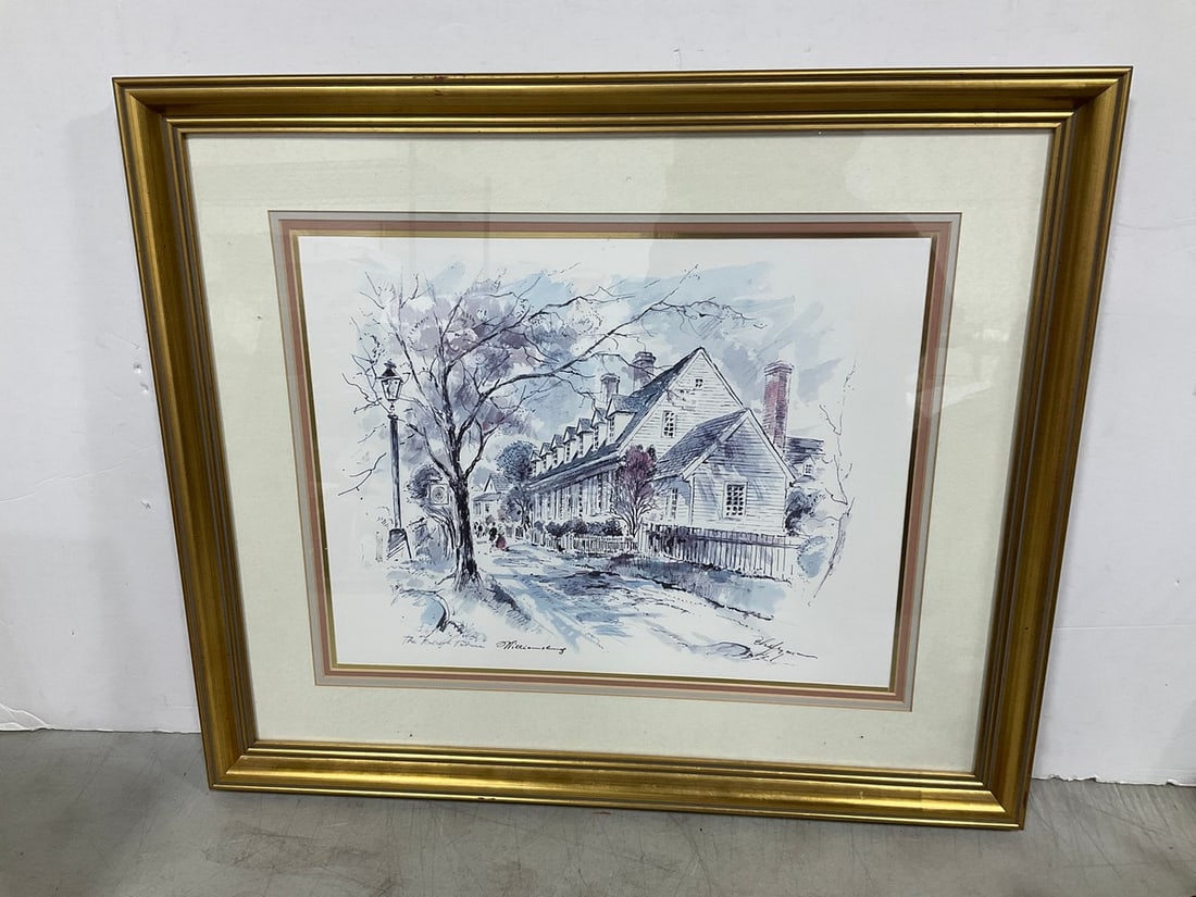 Framed Watercolor Art Print Signed John Haymson (22.5inx26.5in): Framed Watercolor Art Print Signed John Haymson (22.5inx26.5in)