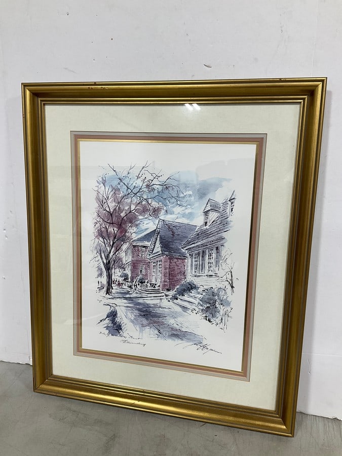 Framed Watercolor Art Print Signed John Haymson (22.5inx26.5in): Framed Watercolor Art Print Signed John Haymson (22.5inx26.5in)