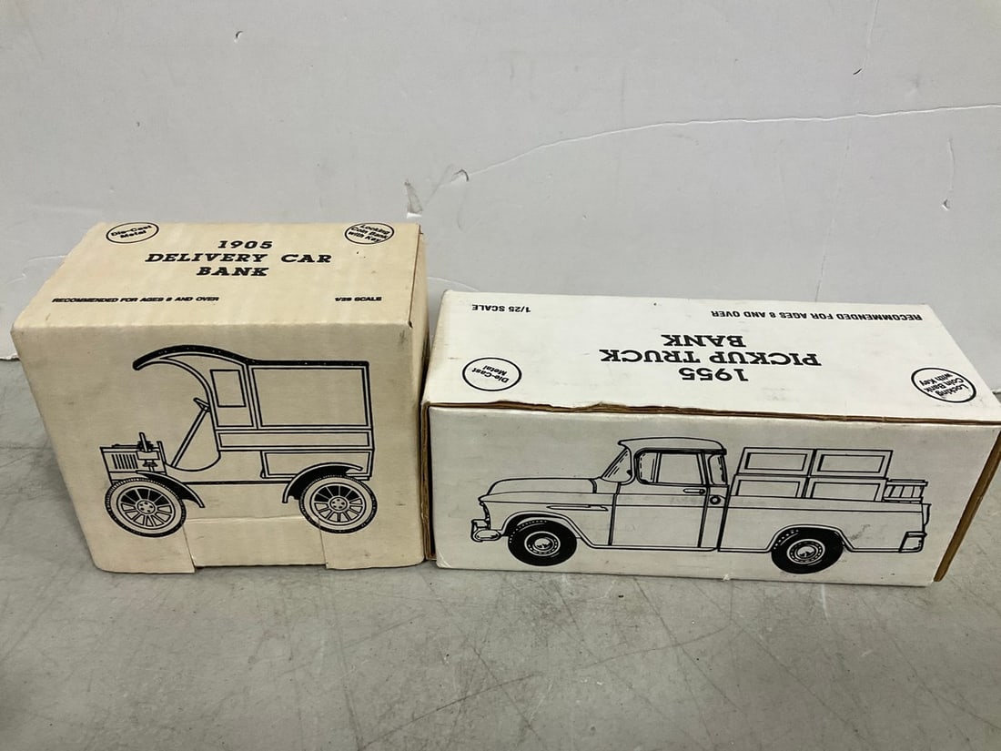 1905 Delivery Car Bank, and 1955 Pickup Truck Bank: 1905 Delivery Car Bank, and 1955 Pickup Truck Bank