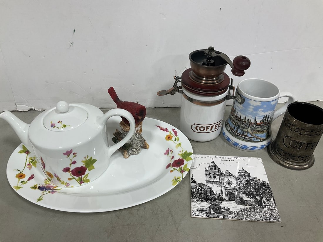 Ceramic Plate/Teapot, Coffee Grinder, Bird Decor, and more: Ceramic Plate/Teapot, Coffee Grinder, Bird Decor, and more