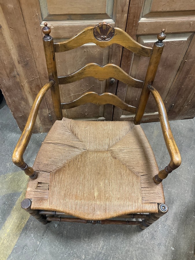 Rustic French Walnut Wicker Chair (1 of 1)