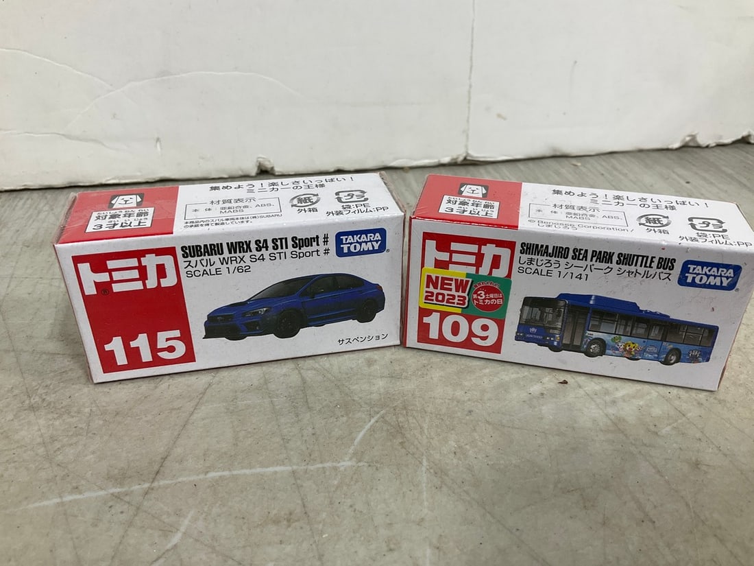 Tomy Shimajiro Sea Park Shuttle Bus and Subaru WRX S4 STI Sport *new in boxes* (1 of 1)