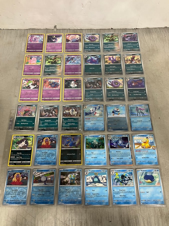 Various Pokemon cards in collector sheets: Various Pokemon cards in collector sheets