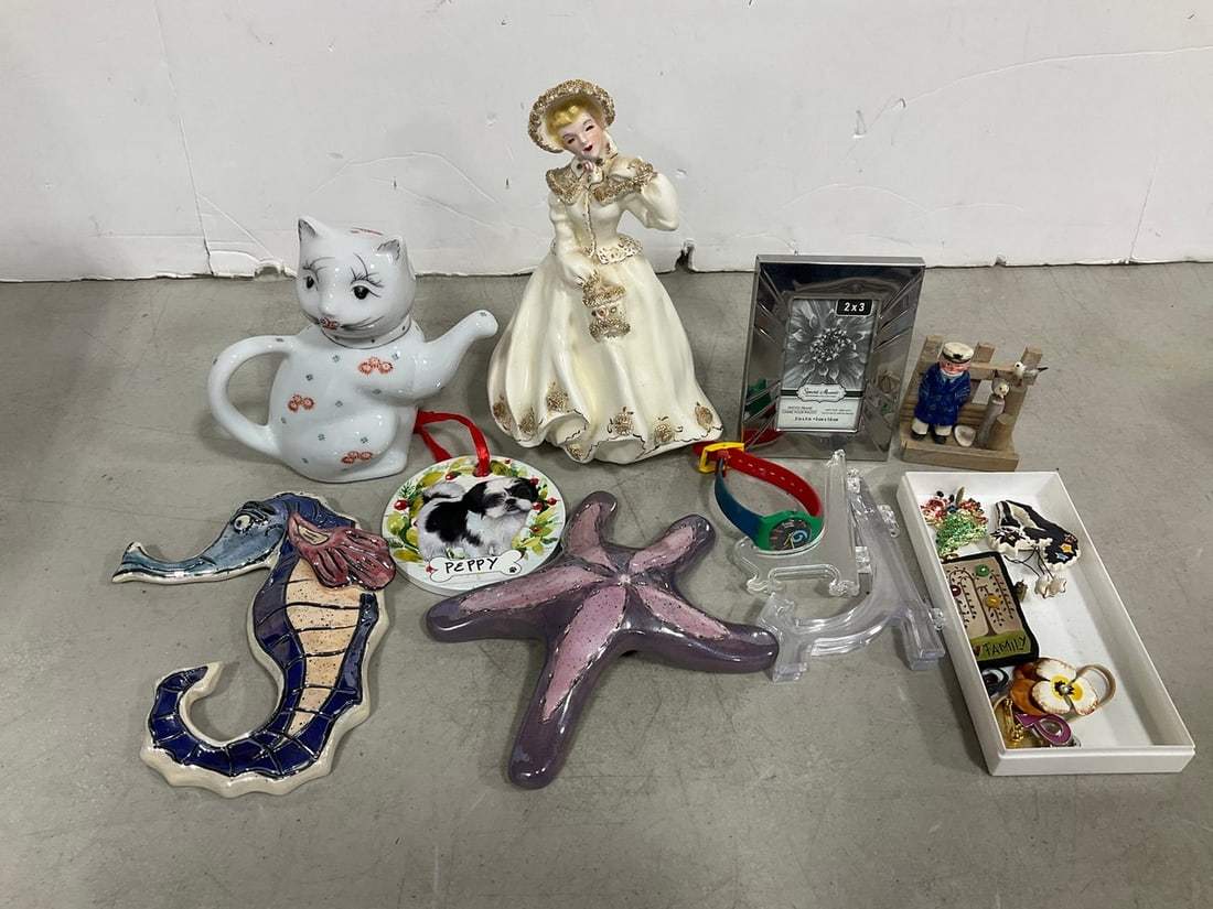 Ceramic Teapot, Ocean Theme Wall Decor,