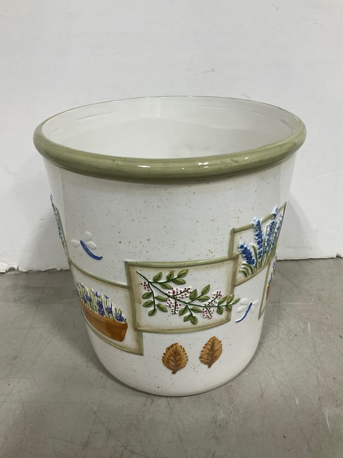 Ceramic Garden Waste Basket (9.5in Tall): Ceramic Garden Waste Basket (9.5in Tall)