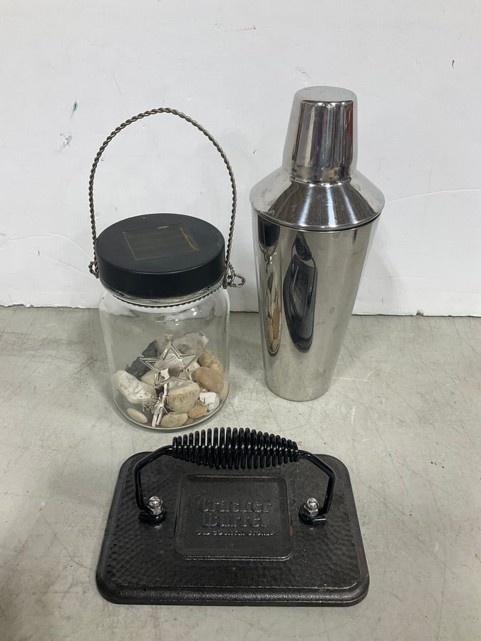 Mason Jar with Rocks, Cracker Barrel Meat Press, and more: Mason Jar with Rocks, Cracker Barrel Meat Press, and more
