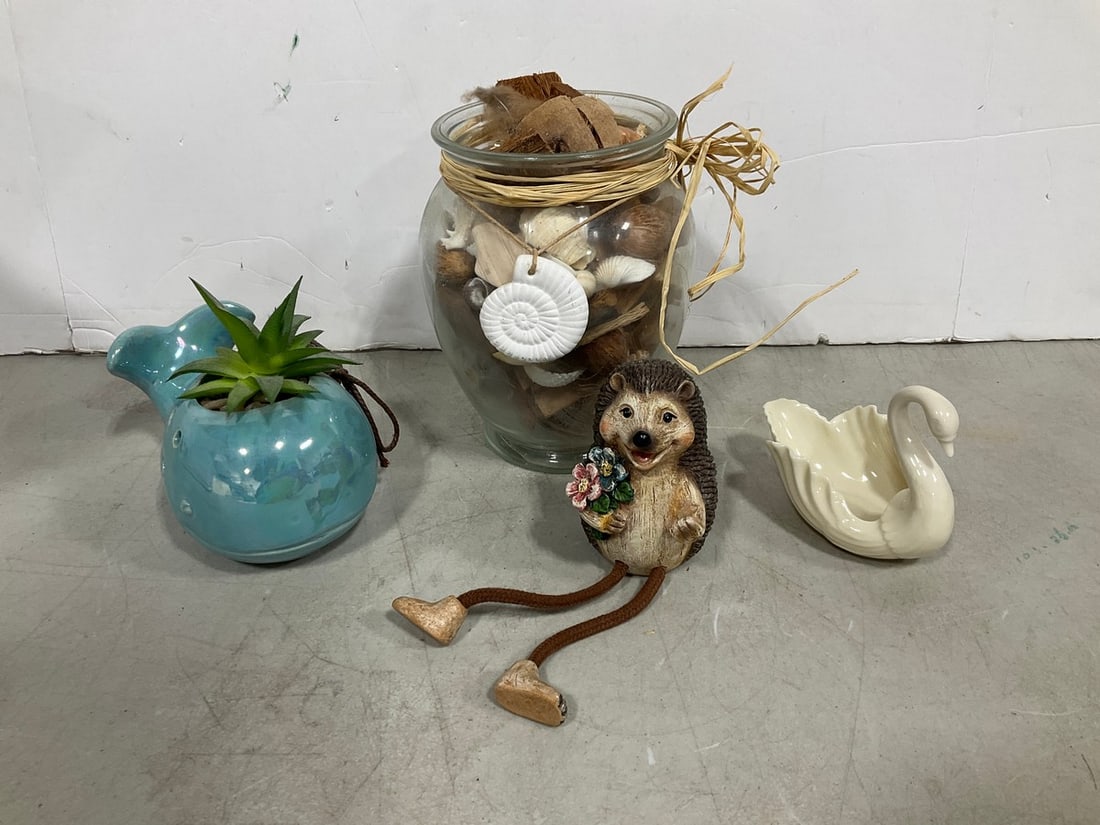 Glass Vase Full of Rocks, Lenox Swan, and more House Decor (7.5in Tallest): Glass Vase Full of Rocks, Lenox Swan, and more House Decor (7.5in Tallest)