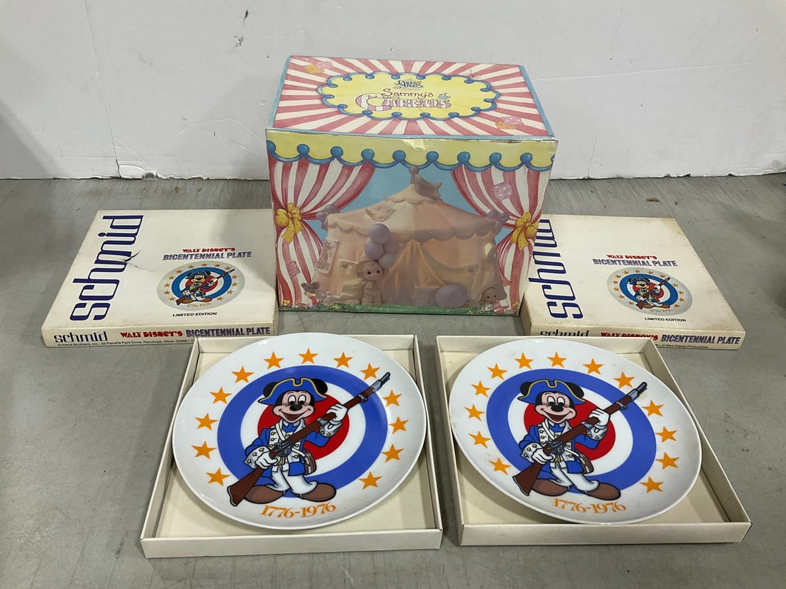 Precious Moments Sammys Circus Collectible, and Schmid Plates: Precious Moments Sammys Circus Collectible, and Schmid Plates
