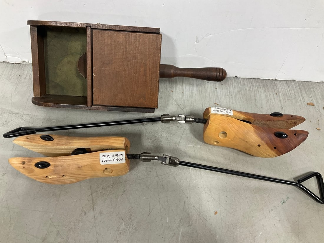 Vintage Wooden Ballot Box, and Wooden Shoe Stretchers: Vintage Wooden Ballot Box, and Wooden Shoe Stretchers