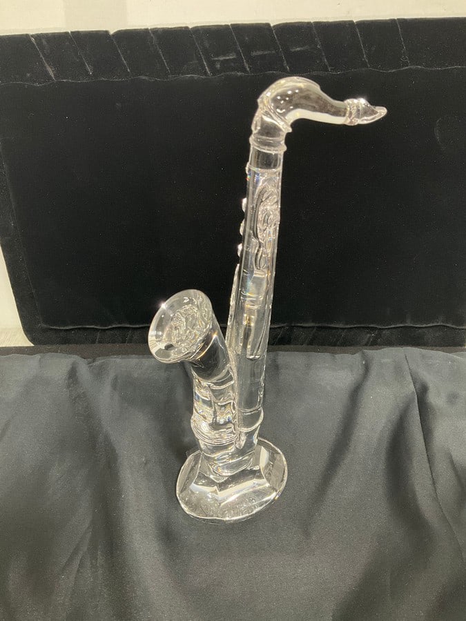 Waterford crystal saxophone sculpture(9.5in.tall): Waterford crystal saxophone sculpture(9.5in.tall)