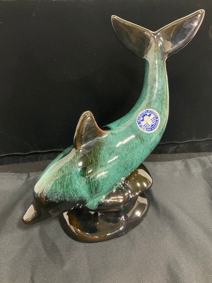 Blue Mountain Pottery dolphin statue(7.75in.tall) (1 of 1)