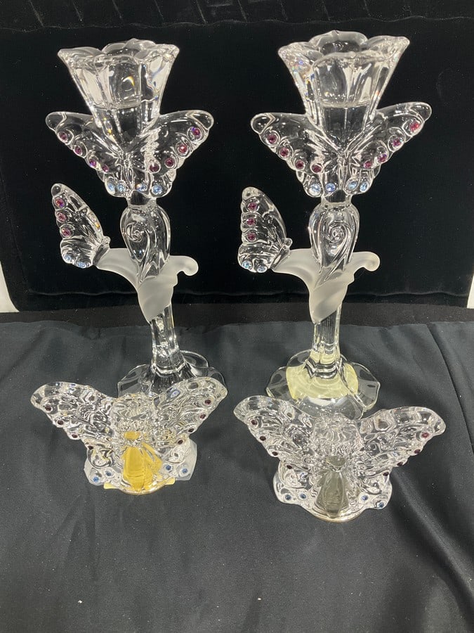 Crystal candleholders(9in.tall): Crystal candleholders(9in.tall)