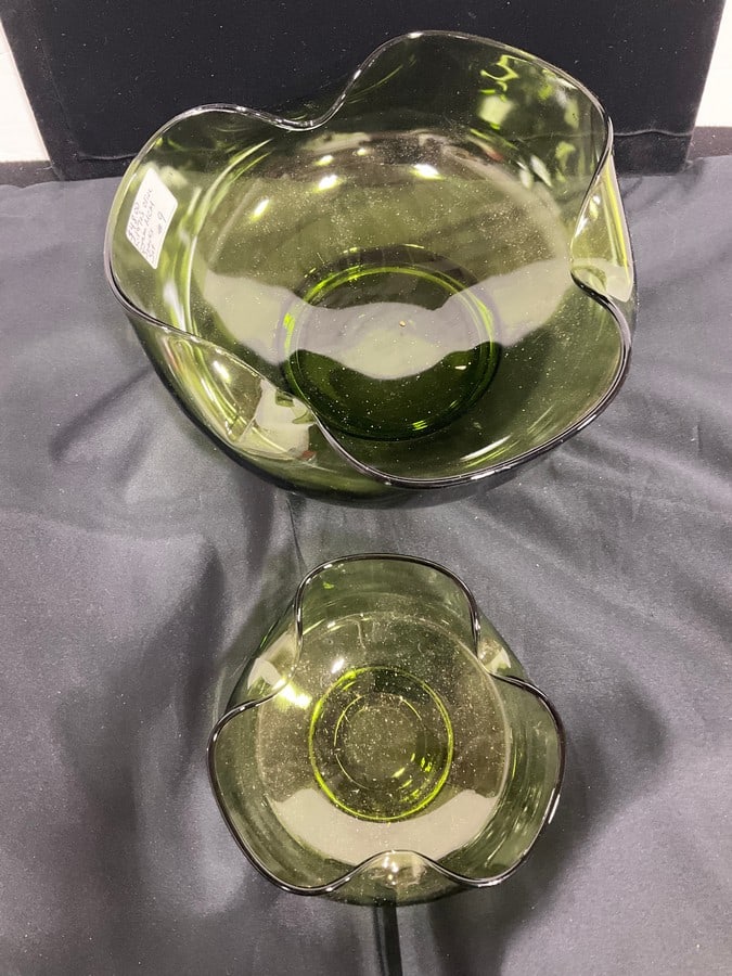 MCM green glass snack set(4in.tall, 9in.long): MCM green glass snack set(4in.tall, 9in.long)