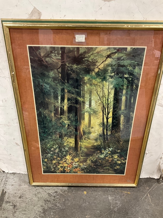 Framed Woodland Path watercolor print by Gare(28in.x38: Framed Woodland Path watercolor print by Gare(28in.x38