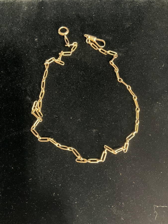 Hallmarked and tested antique 14kt yellow gold watch chain(6.5gram): Hallmarked and tested antique 14kt yellow gold watch chain(6.5gram)