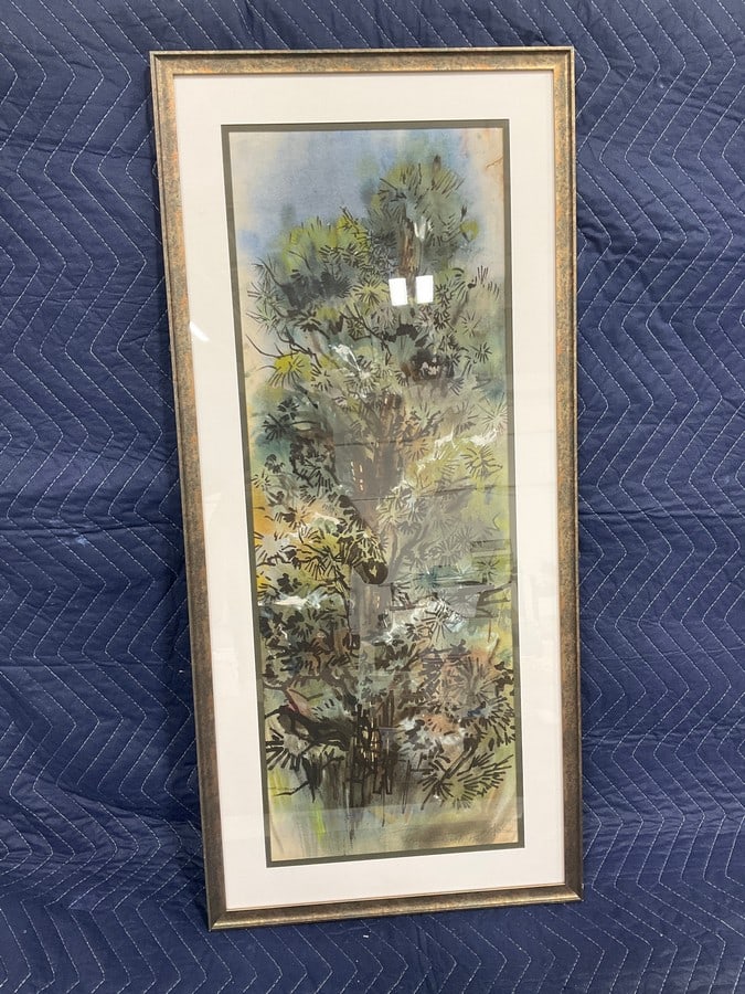 Framed decorative watercolor landscape artwork(15.5in.x34in.): Framed decorative watercolor landscape artwork(15.5in.x34in.)