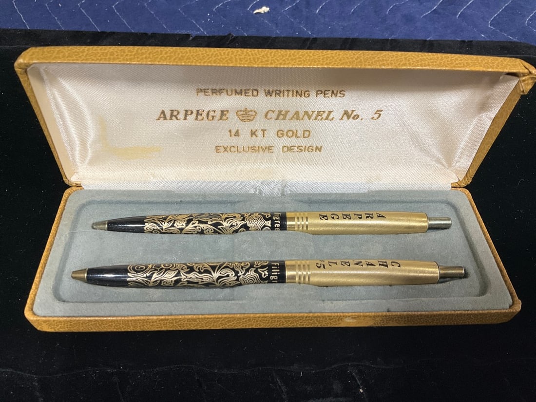 Vintage Arpege & Chanel #5 14kt Filigree Pen Set (1 of 1)