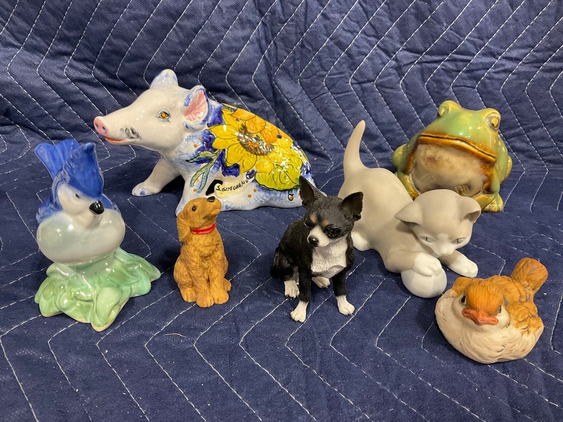 Various Ceramic Animal Figures *pig signed by artist* (Tallest - 4.5in): Various Ceramic Animal Figures *pig signed by artist* (Tallest - 4.5in)