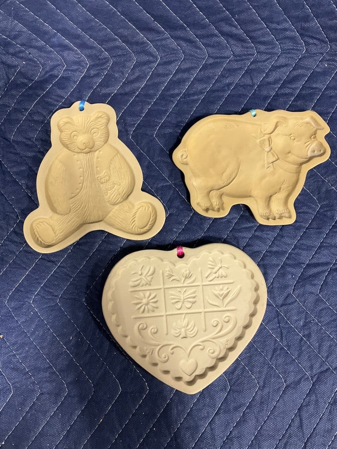 1980's/1990's stoneware cookie molds: 1980's/1990's stoneware cookie molds