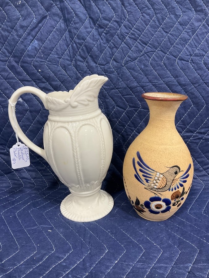 Godinger pitcher(9in.tall) and decorative vase: Godinger pitcher(9in.tall) and decorative vase