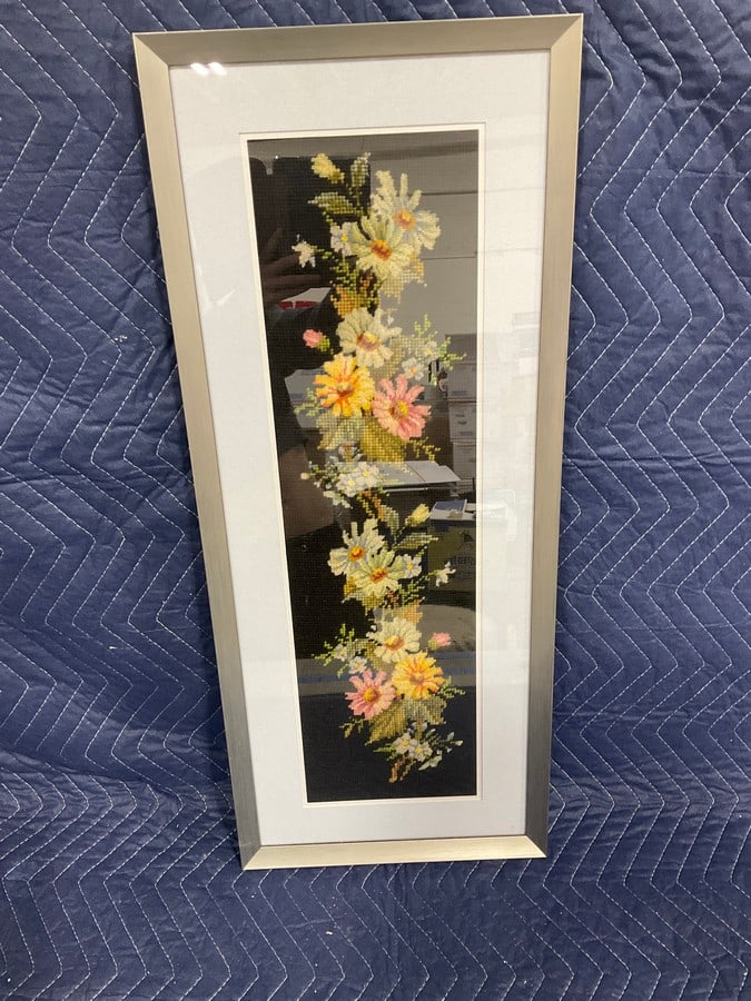 Framed needlepoint artwork(11.5in.x28in.)