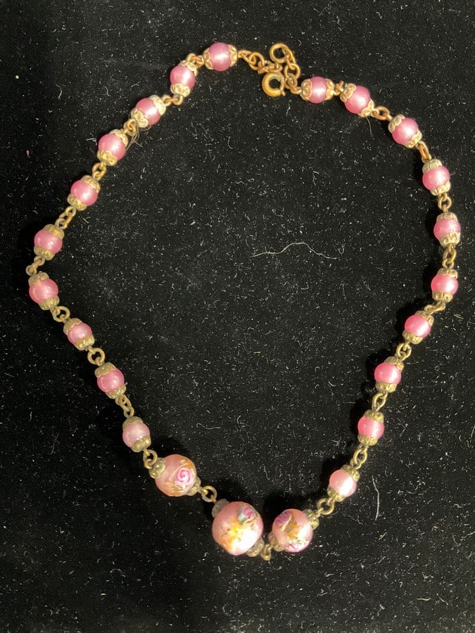 Victorian glass bead art glass necklace: Victorian glass bead art glass necklace