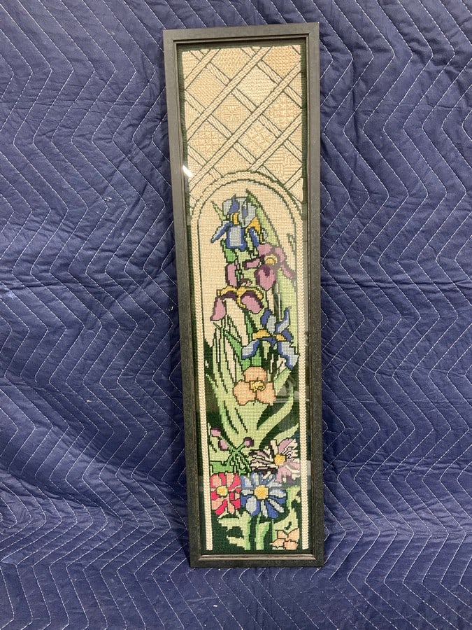 Framed needlepoint artwork (7.5in.x28in.): Framed needlepoint artwork (7.5in.x28in.)