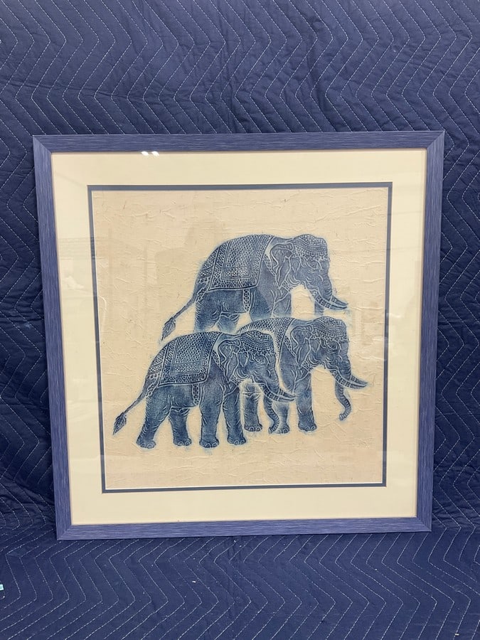 Framed elephants charcoal Artwork (25.5in.x26.5in.): Framed elephants charcoal Artwork (25.5in.x26.5in.)