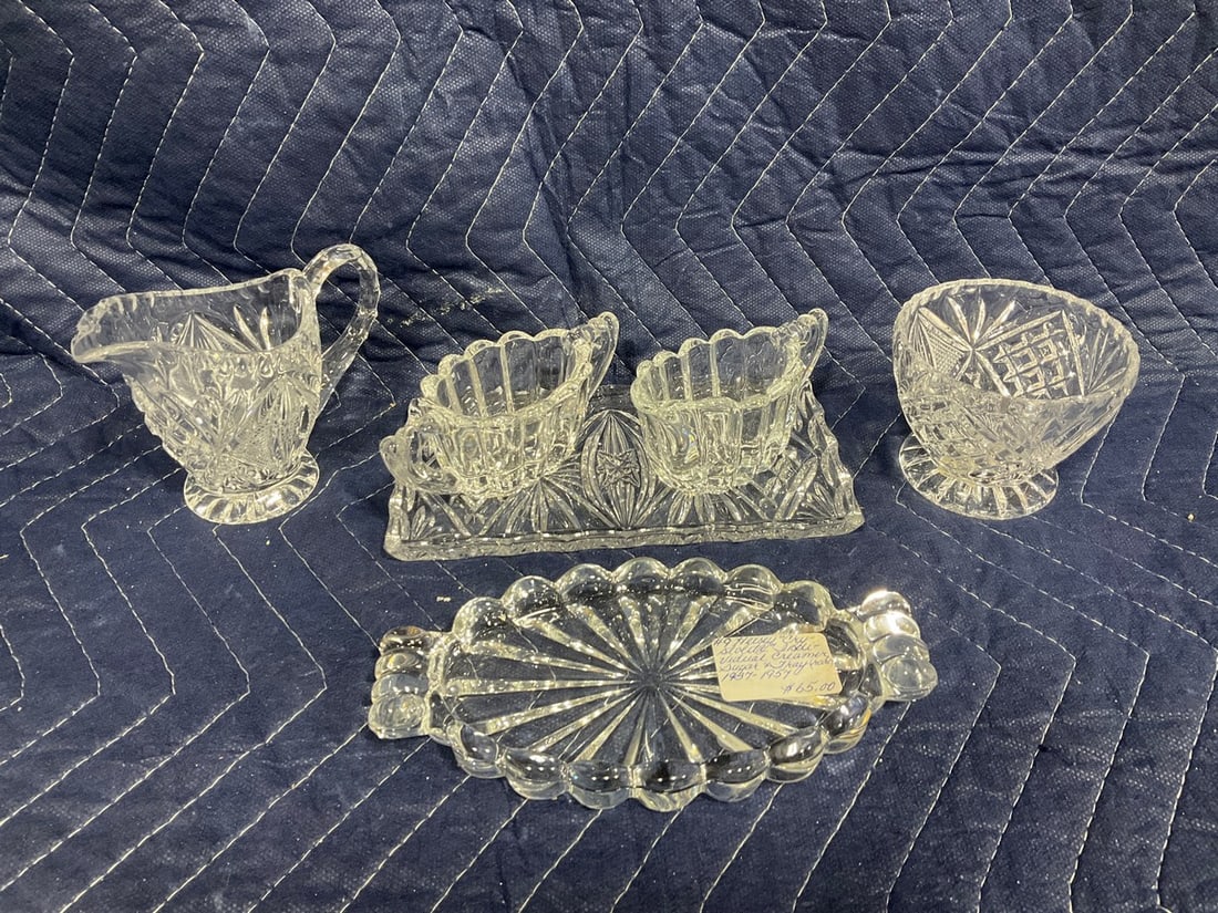 Crystal cut pitcher, bowls, and more: Crystal cut pitcher, bowls, and more
