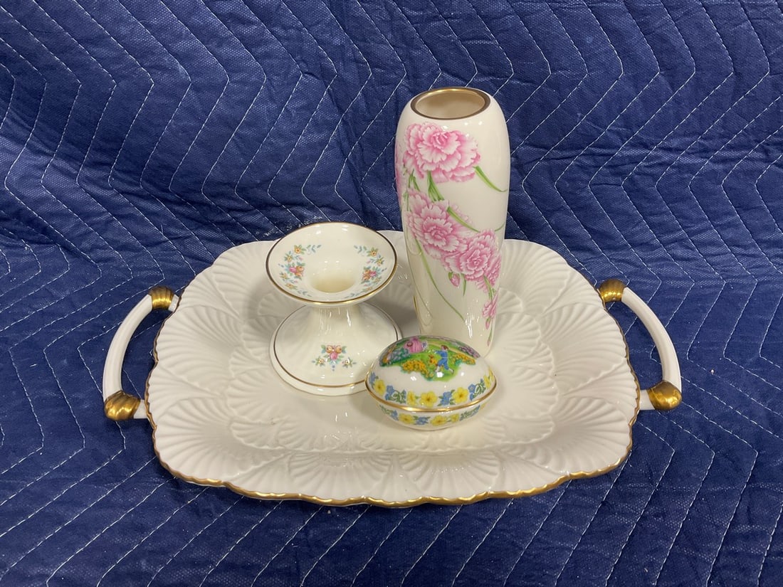 Lenox vase(7in.tall), serving tray, candleholder,and more: Lenox vase(7in.tall), serving tray, candleholder,and more