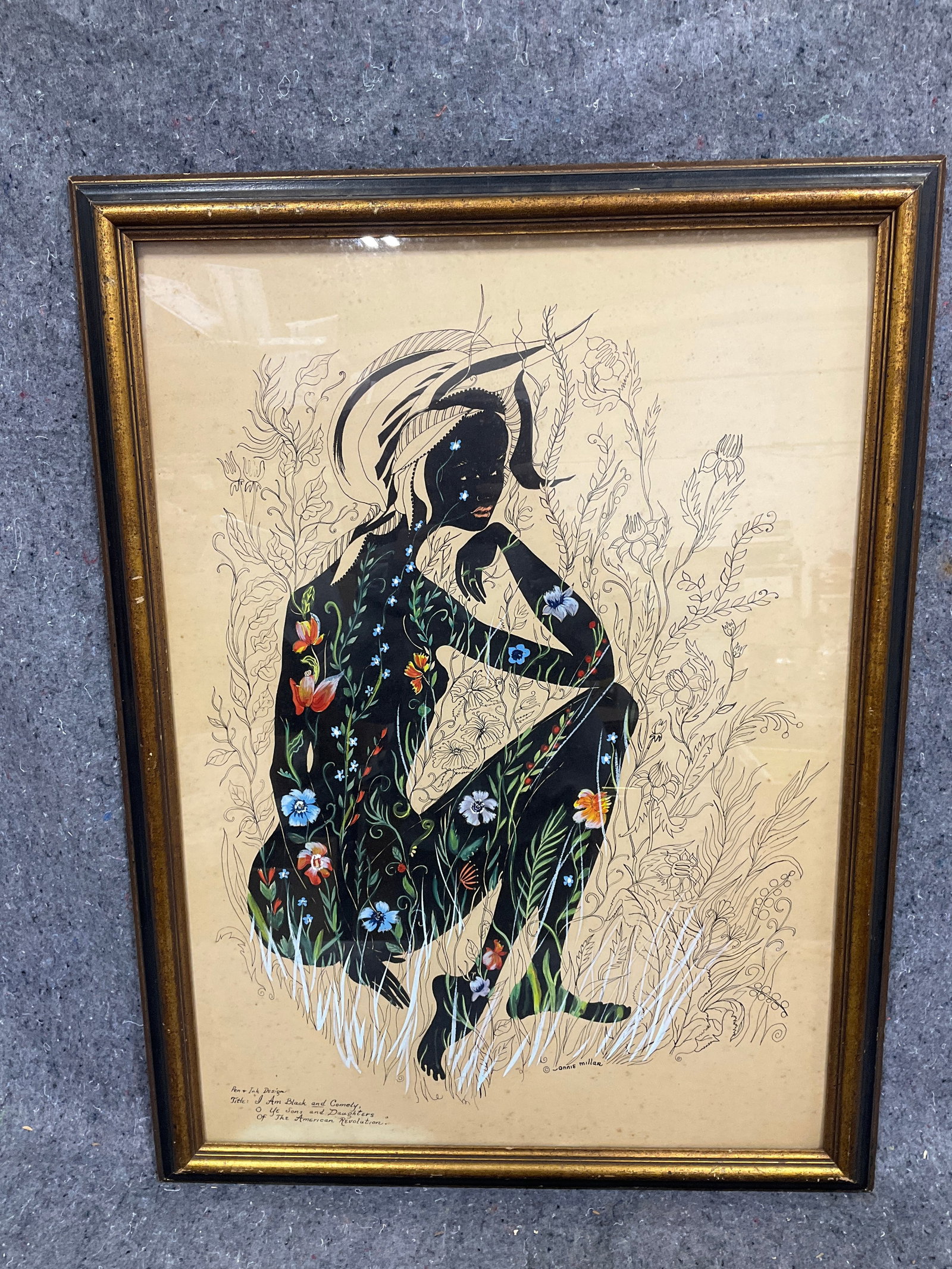 Framed pen and ink design artwork(21.5inx28.5in): Framed pen and ink design artwork(21.5inx28.5in)