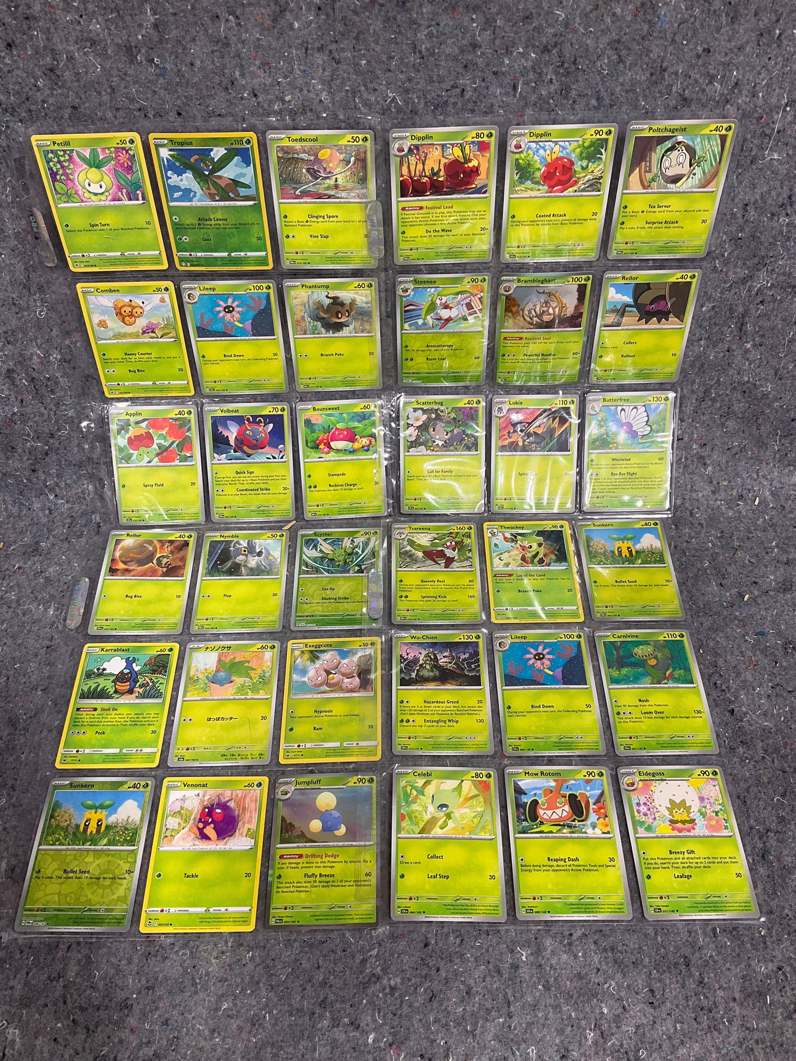 Various Pokemon cards in collector sheets: Various Pokemon cards in collector sheets