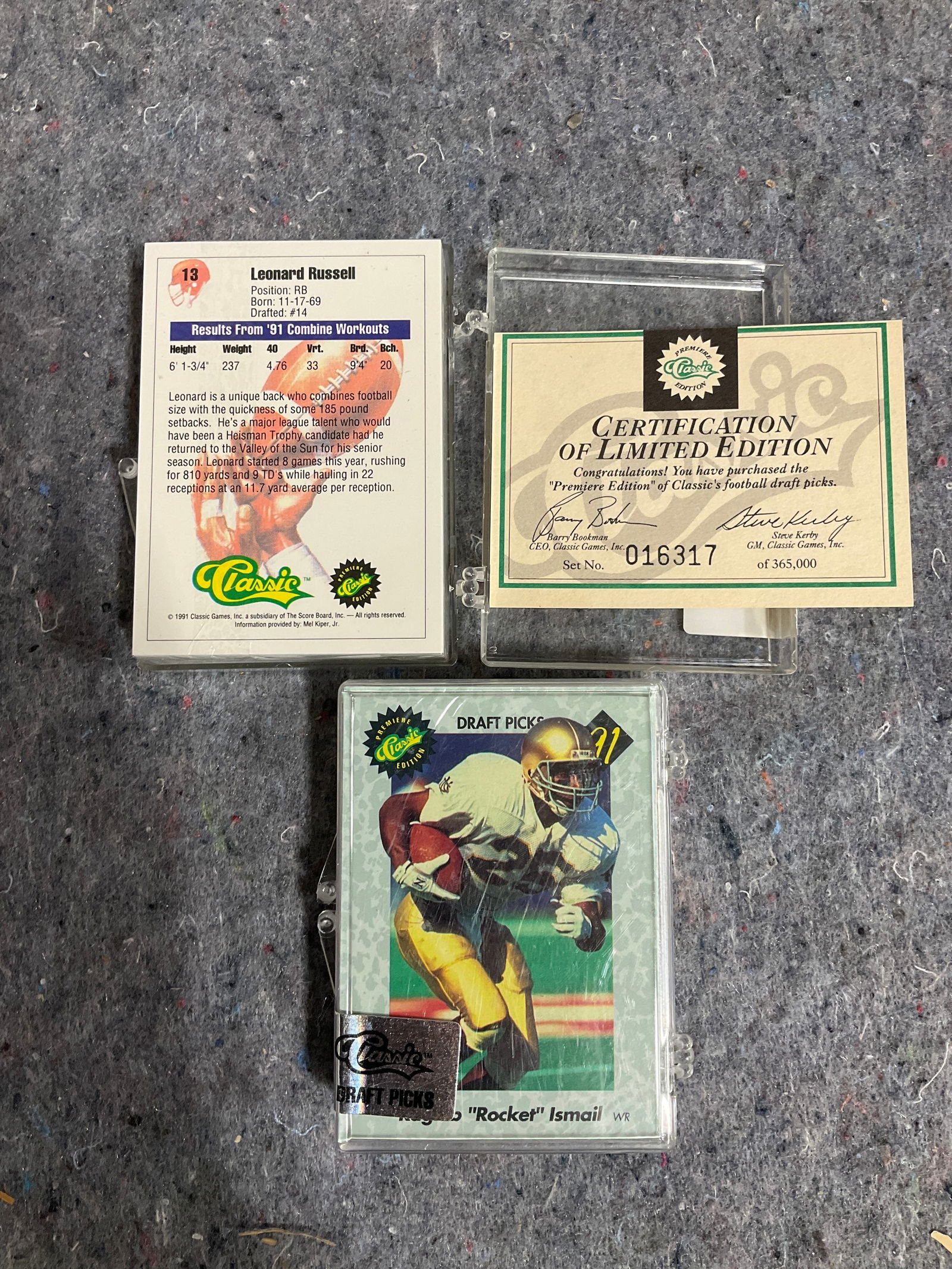 Premiere Classic edition collectible cards with certification of limited edition: Premiere Classic edition collectible cards with certification of limited edition