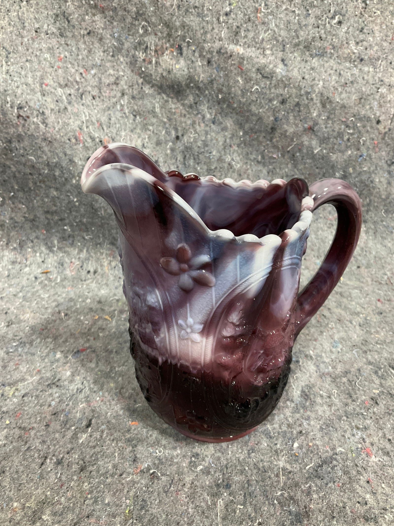 Imperial purple slag glass windmill pitcher(6.5in tall): Imperial purple slag glass windmill pitcher(6.5in tall)