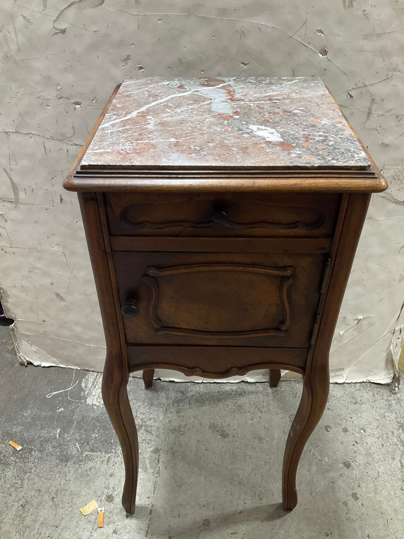 19th century walnut with marble top nightstand(14.5inx14.5inx33.5in) (1 of 1)