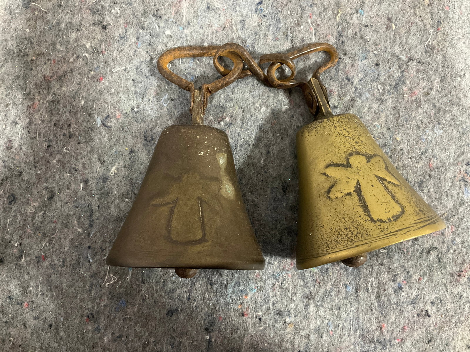 Vintage greek hand forged brass goat bells: Vintage greek hand forged brass goat bells